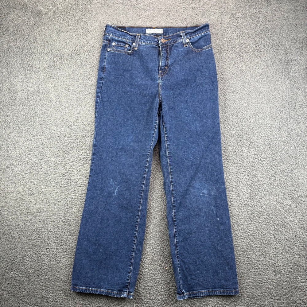 Levis 512 Perfectly Slimming Boot Cut Jeans‎ Womens 14P Dark Wash Denim Blue